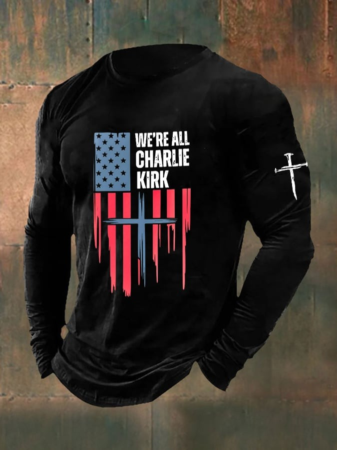 Red We Are All Charlie Kirk RIP Long Sleeve Shirt Memorial October 14 Day Tribute Merch - Image 2