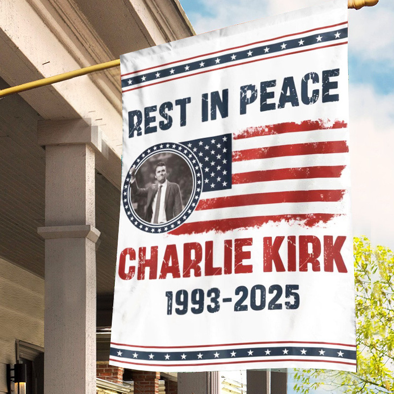 Rest In Peace Charlie Kirk American Flag RIP CK Memorial Charlie Kirk Tribute Banner