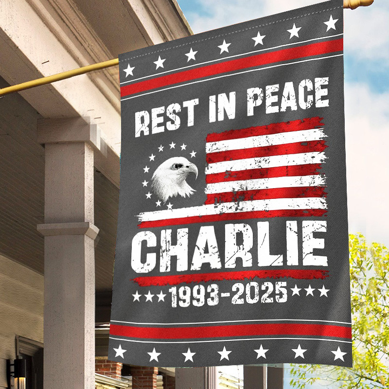 Rest In Peace Charlie Kirk Eagle American Flag RIP CK Memorial Charlie Kirk Banner Merch