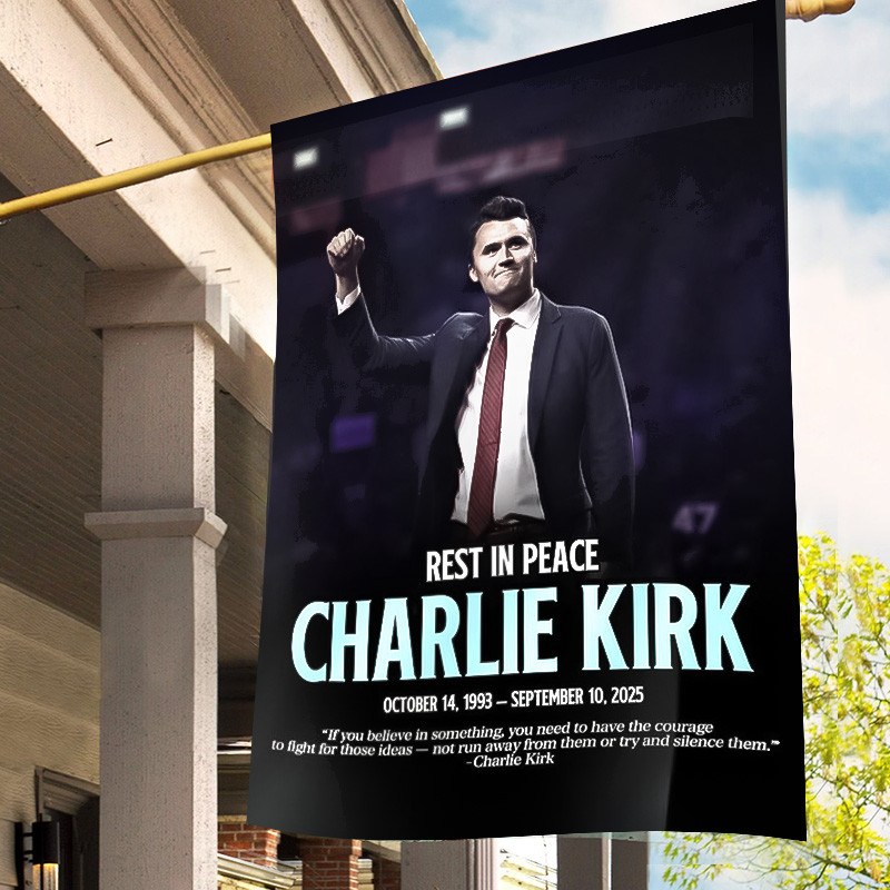 Rest In Peace Charlie Kirk Memorial Flag Tribute R.I.P Charlie Kirk Merch Store Decorations