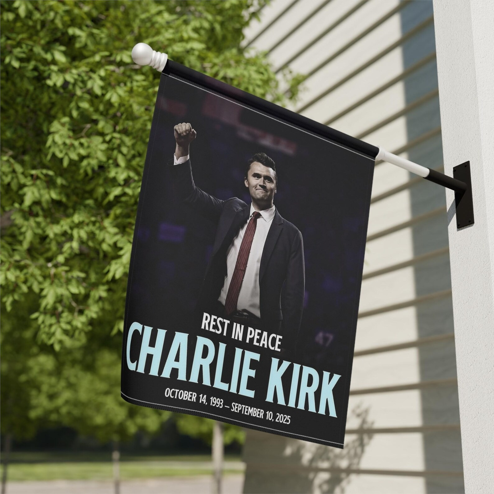 RIP Charlie Kirk Memorial Flag Rest In Peace Outdoor Tribute Merchandise Hanging