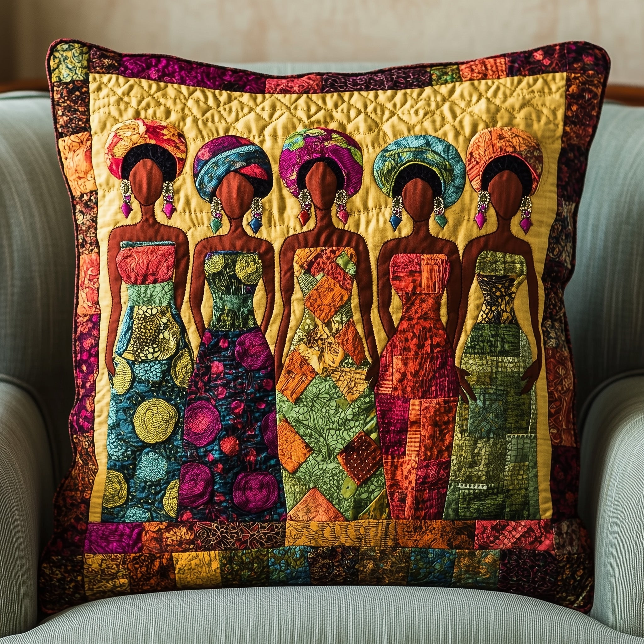 Rise & Slay Quilted Pillow Case Square Pillow Cushion CoverAfrican American Gifts For Her