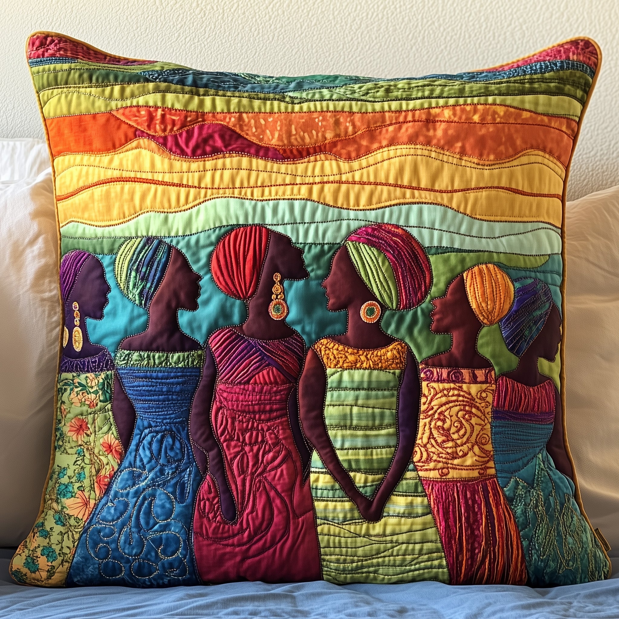 Rise & Slay Quilted Pillow Case Square Pillow Cushion CoverBlack Women Melanin Gifts