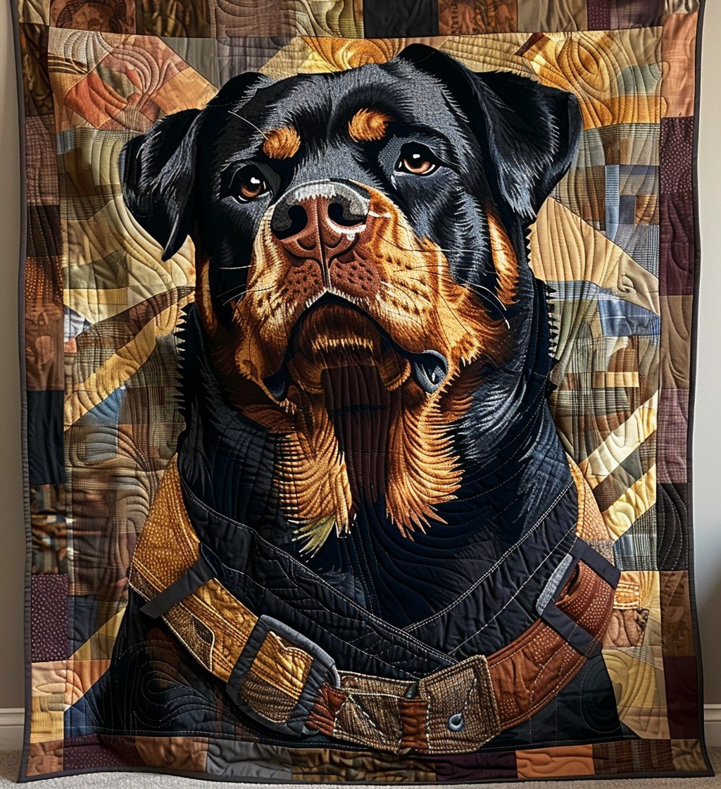 Rottweiler Loyal Shadow Quilted Blanket Dog Patchwork Throw Blanket Rottweiler Gift Items