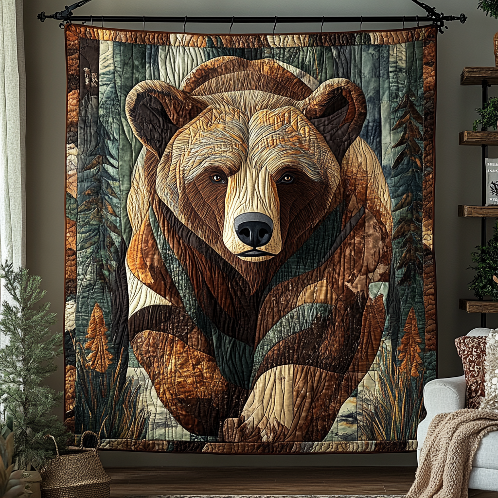 Rustic Bear Haven Quilted Blanket Winter Decor Blanket Bear Theme Gifts