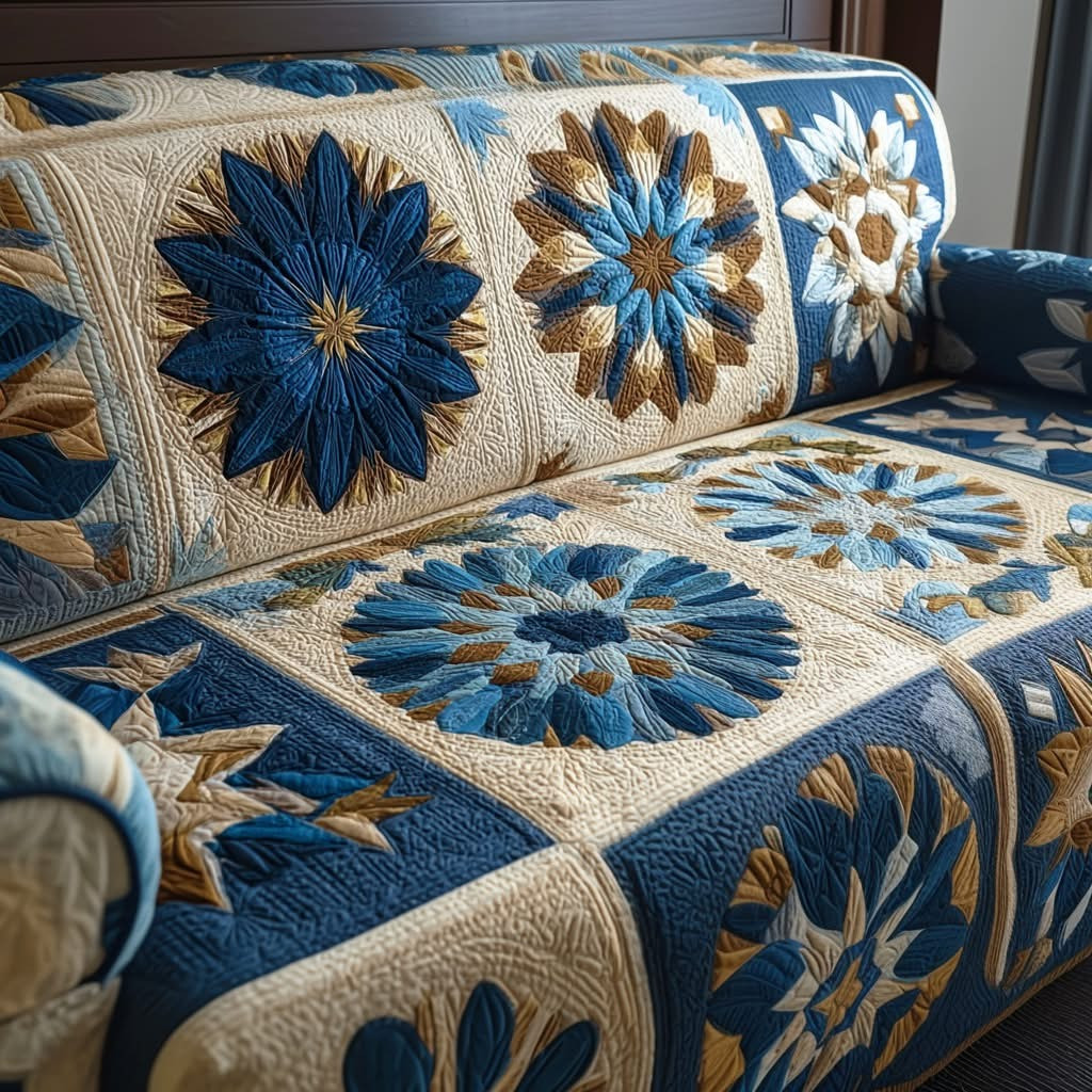 Rustic Bloom Quilted Sofa Cover Bohemian Patchwork Couch Cover Home Decorations Gifts