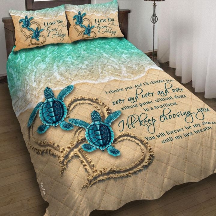 Sea Turtle Couple Quilt Bedding Set Ocean Duvet Cover Sets Sea Turtle Lover Gifts For Couple