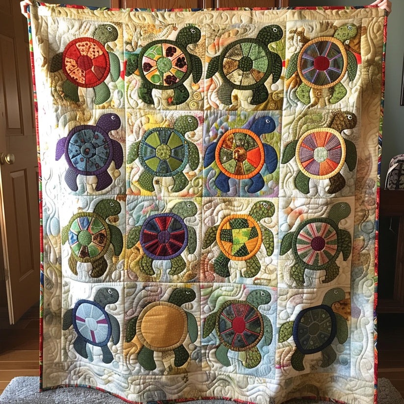 Sea Turtle Quilt Blanket Cute Ocean Animal Patchwork Blanket Gifts For Turtle Lovers