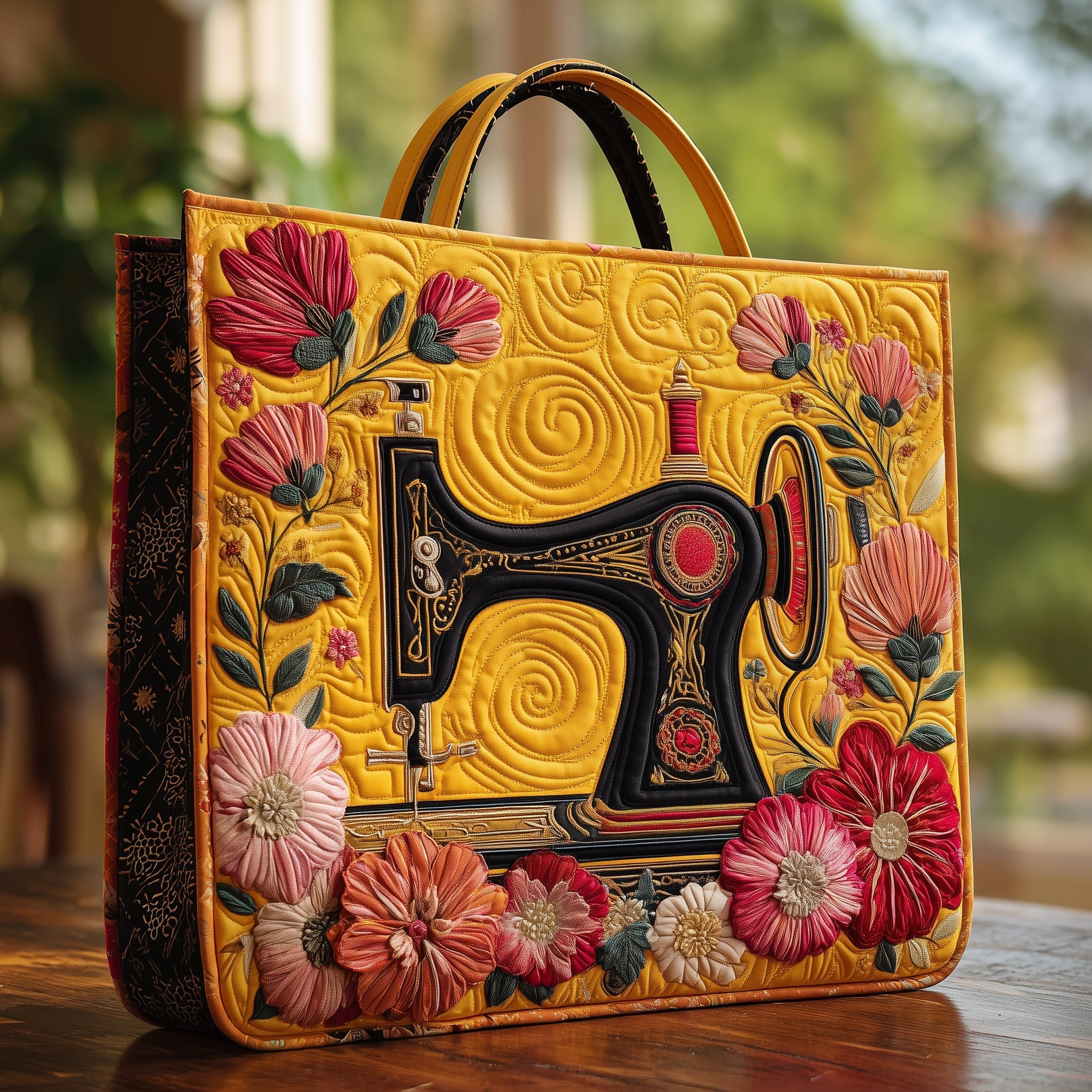 Sewing Machine Quilted Tote Bag Floral Tote Bags For Women Gifts For Sewists