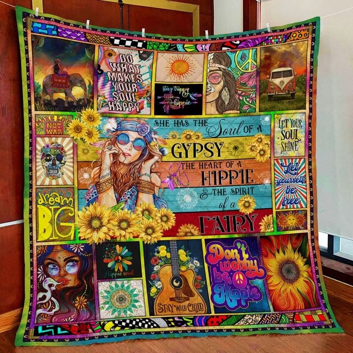 She Had The Soul Of A Gypsy Quilt Blanket Colorful Throw Blanket Best Gifts For Hippie Girl