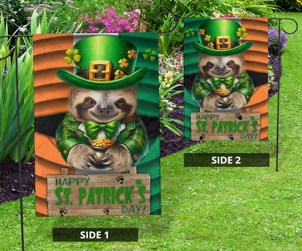 Sloth Saint Patrick's Day Welcome Ireland Flag Sloth Lover Happy St Patrick's Day Flag - Image 9