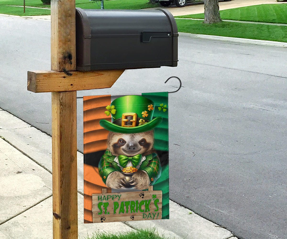 Sloth Saint Patrick's Day Welcome Ireland Flag Sloth Lover Happy St Patrick's Day Flag - Image 4