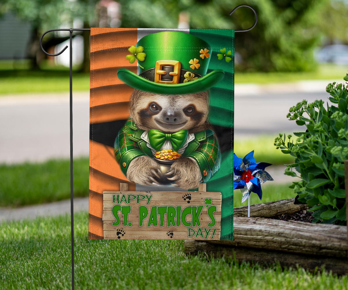 Sloth Saint Patrick's Day Welcome Ireland Flag Sloth Lover Happy St Patrick's Day Flag - Image 5