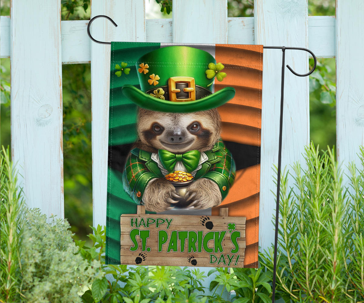 Sloth Saint Patrick's Day Welcome Ireland Flag Sloth Lover Happy St Patrick's Day Flag - Image 2