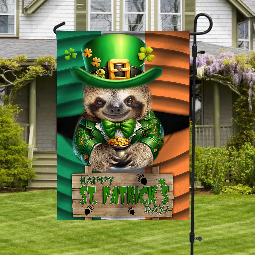 Sloth Saint Patrick's Day Welcome Ireland Flag Sloth Lover Happy St Patrick's Day Flag
