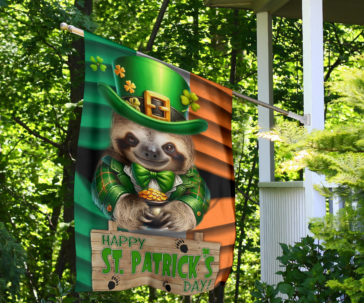 Sloth Saint Patrick's Day Welcome Ireland Flag Sloth Lover Happy St Patrick's Day Flag - Image 10