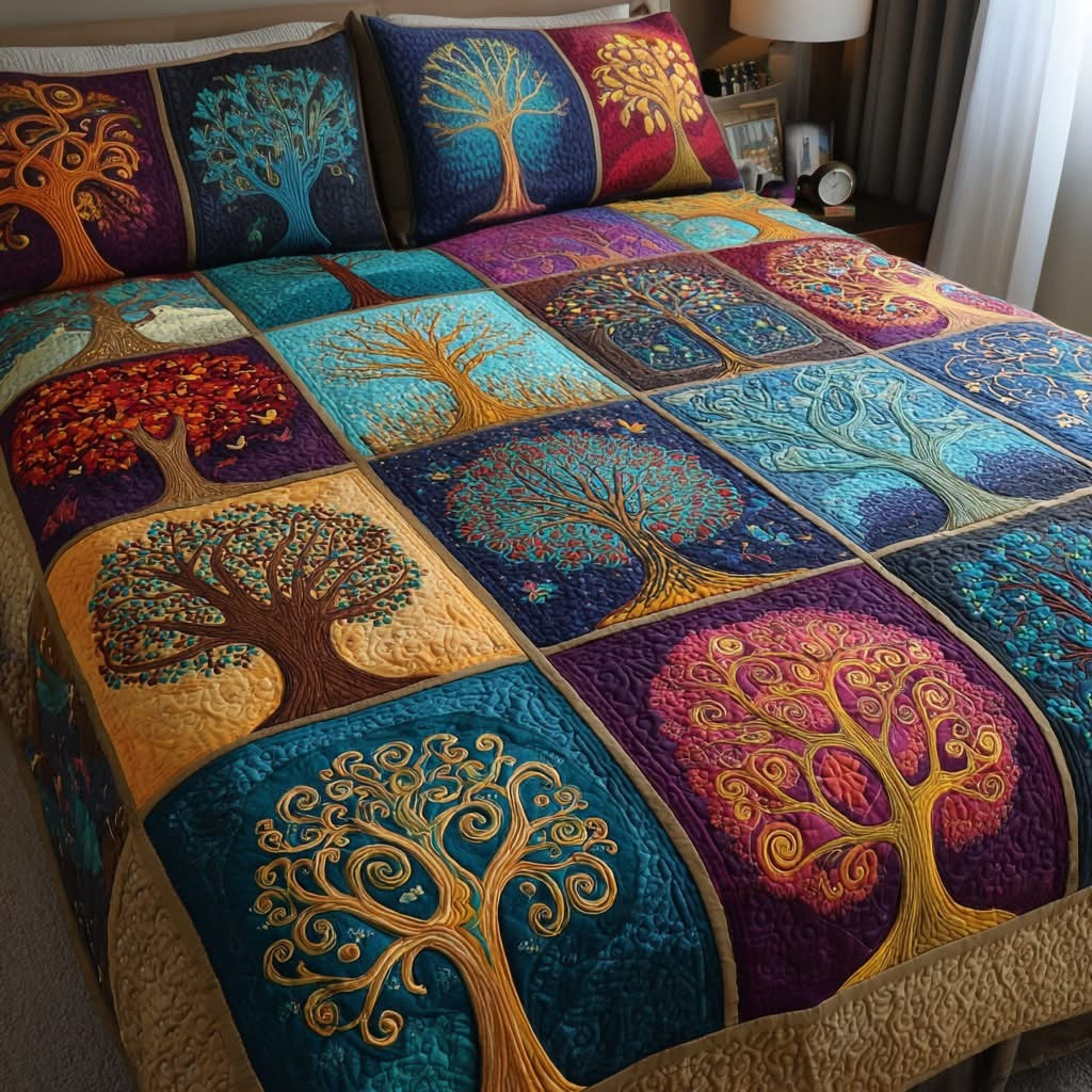 Spirit Grove Quilted Bedding Set Mythical Bed Sheet Set Tree Of Life Themed Gifts