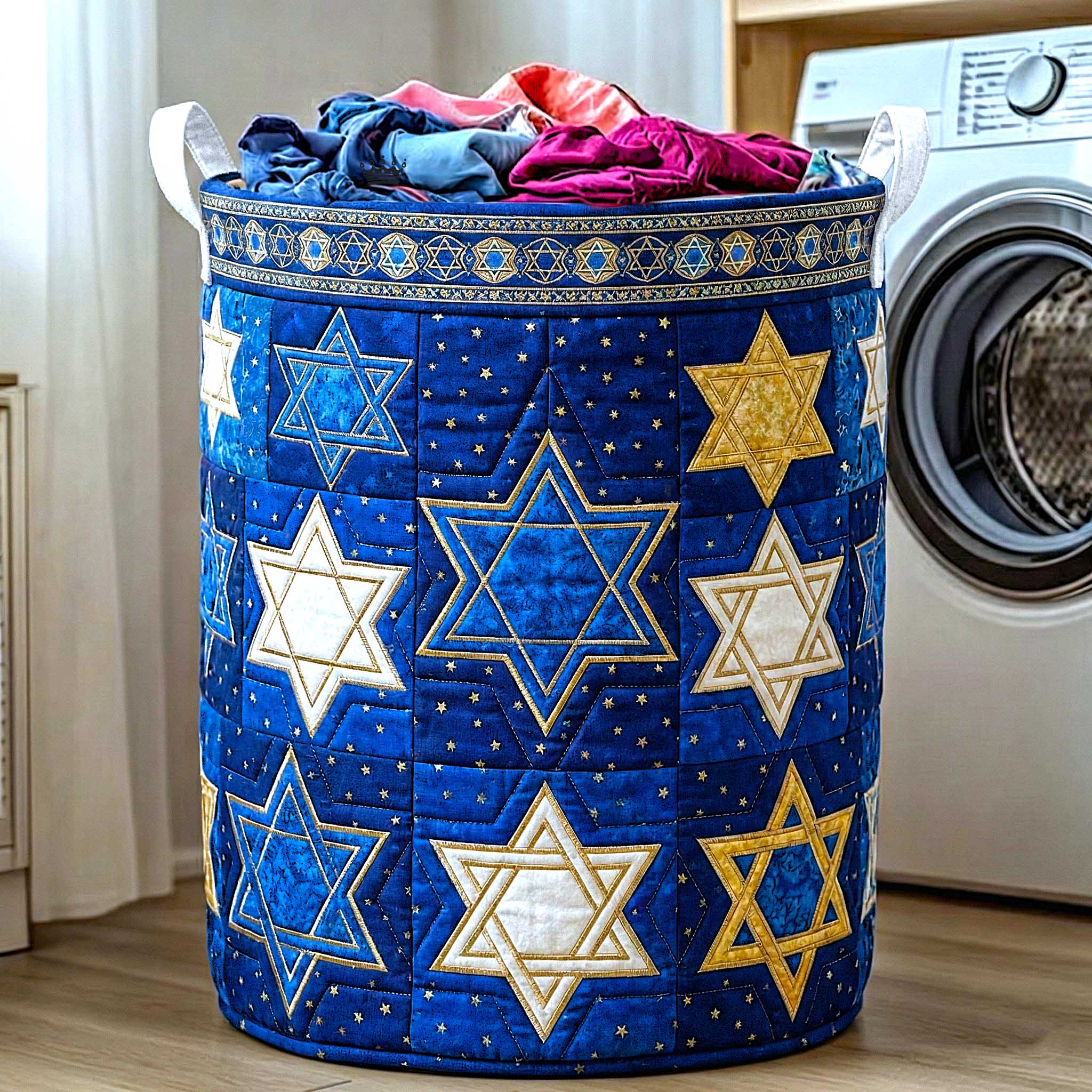 Star Of David Emblem Quilted Laundry Basket Hanukkah Laundry Hamper Jewish Holiday Gifts