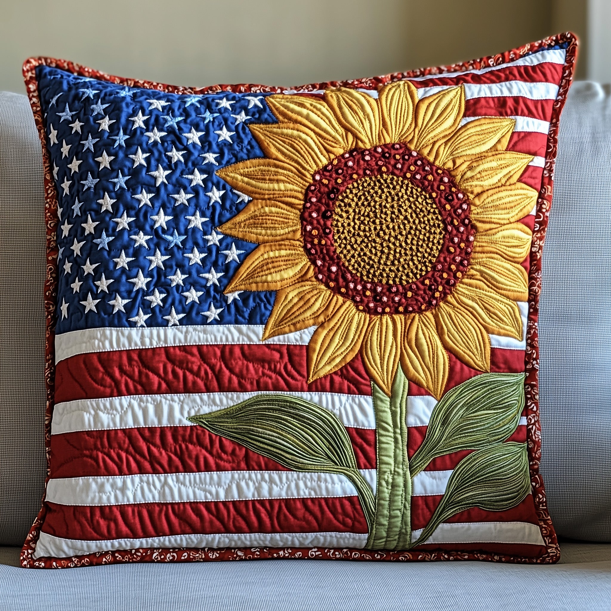 Sunflower Quilted Pillow Case Square Pillow Cushion CoverBrother In Law Xmas Gifts