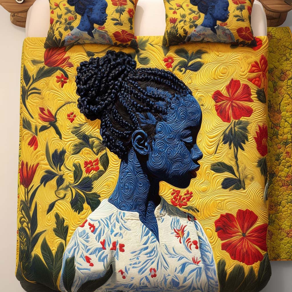 Sunshine Soul Quilted Bedding Set Bed Decor African American Gifts For Women