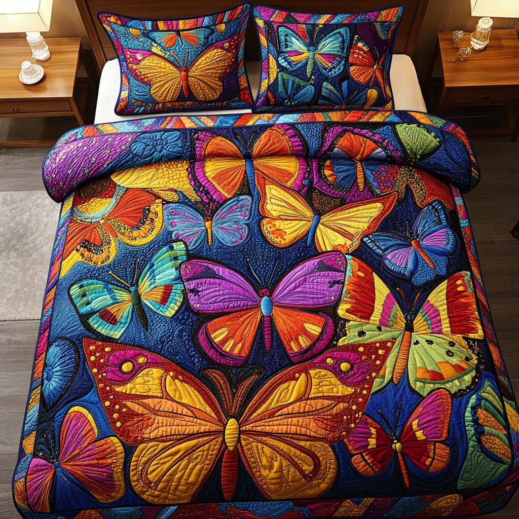 Sweet Butterfly Moments Quilted Bedding Set Best Bed Sheet Set Butterfly Lover Gifts For Women