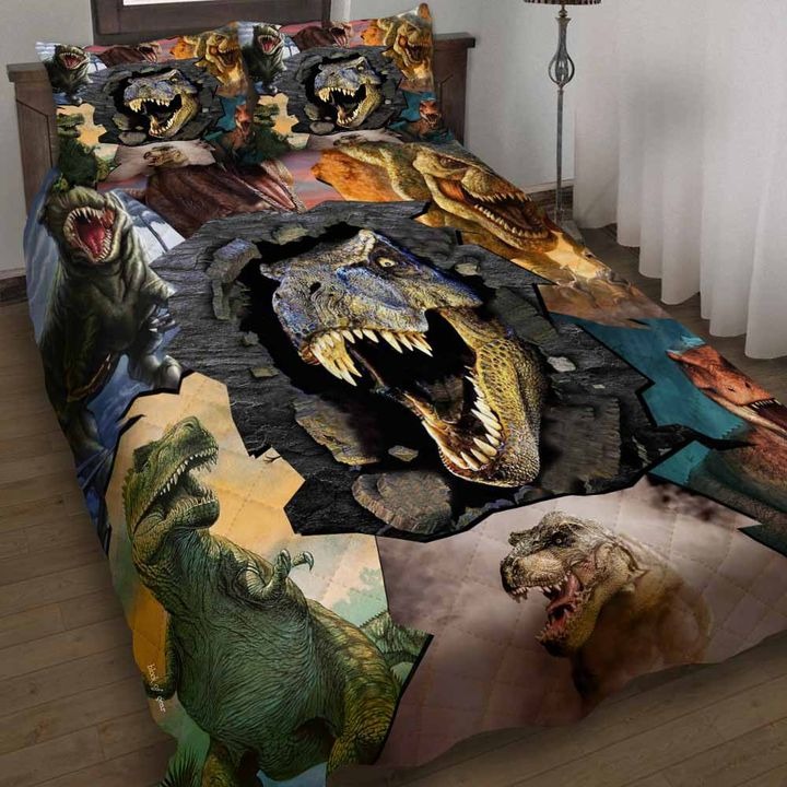 T Rex Dinosaur Quilt Bedding Set Prehistoric Duvet Cover Sets Dinosaur Themed Gifts For Son