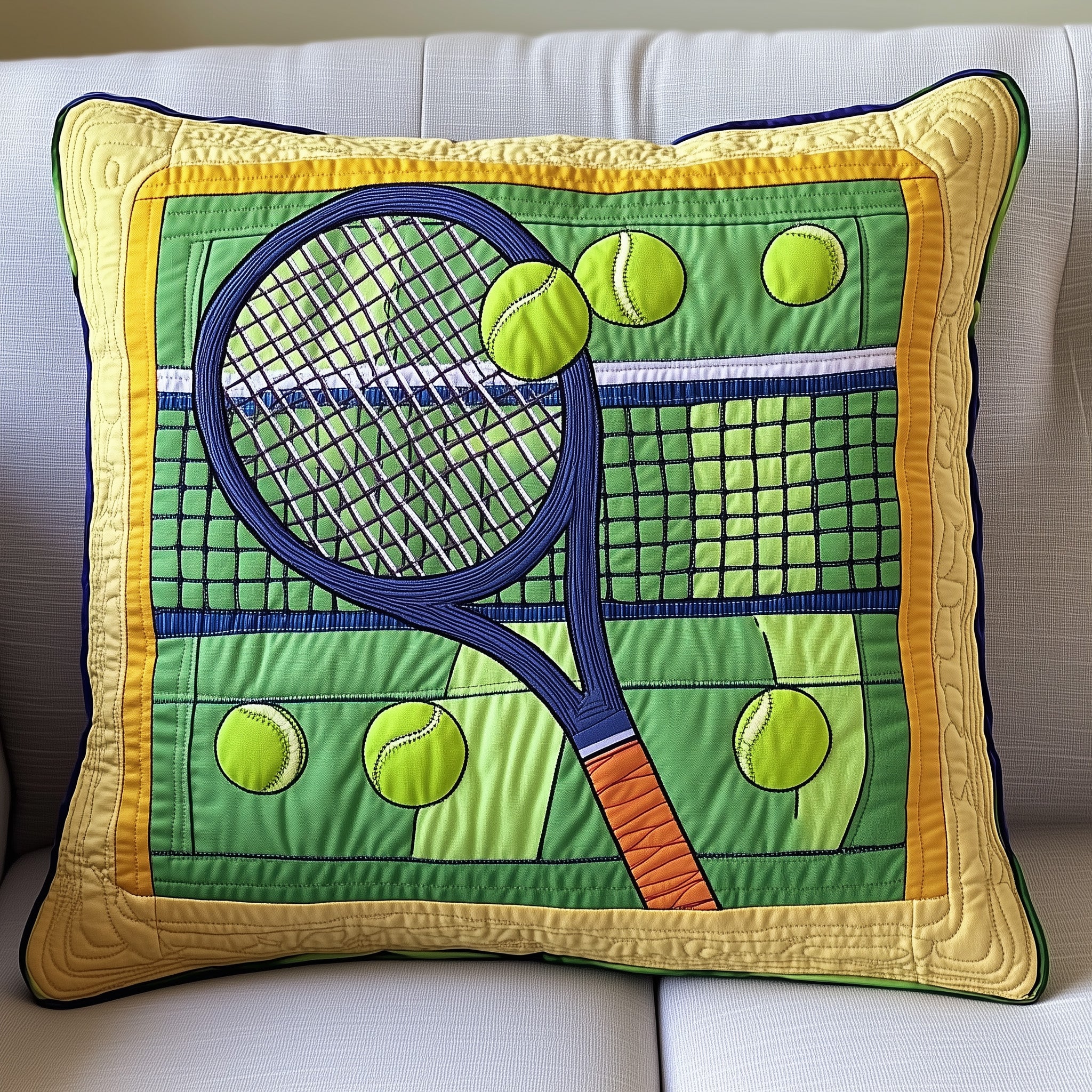 Tennis Time Quilted Pillow Case Pillow Protector CoverTennis Novelty Gifts