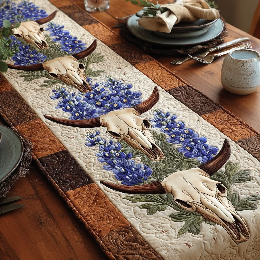 Texas Longhorn Quilted Table Runner Dining Room Table Decor Ideas Gifts For Texans