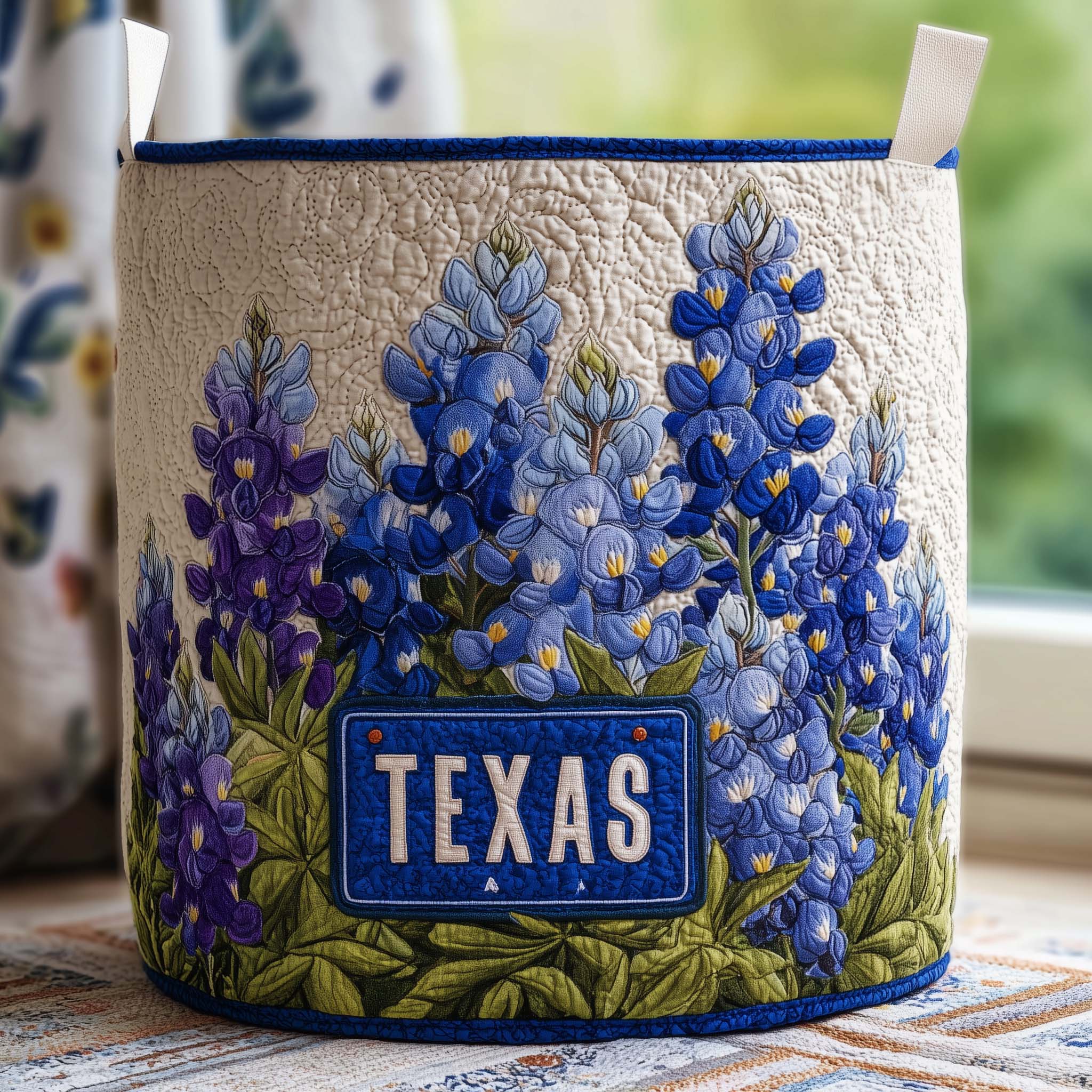 Texas Pride Quilted Laundry Basket Bluebonnet Clothes Hamper Fourth Of July Gifts For Texans