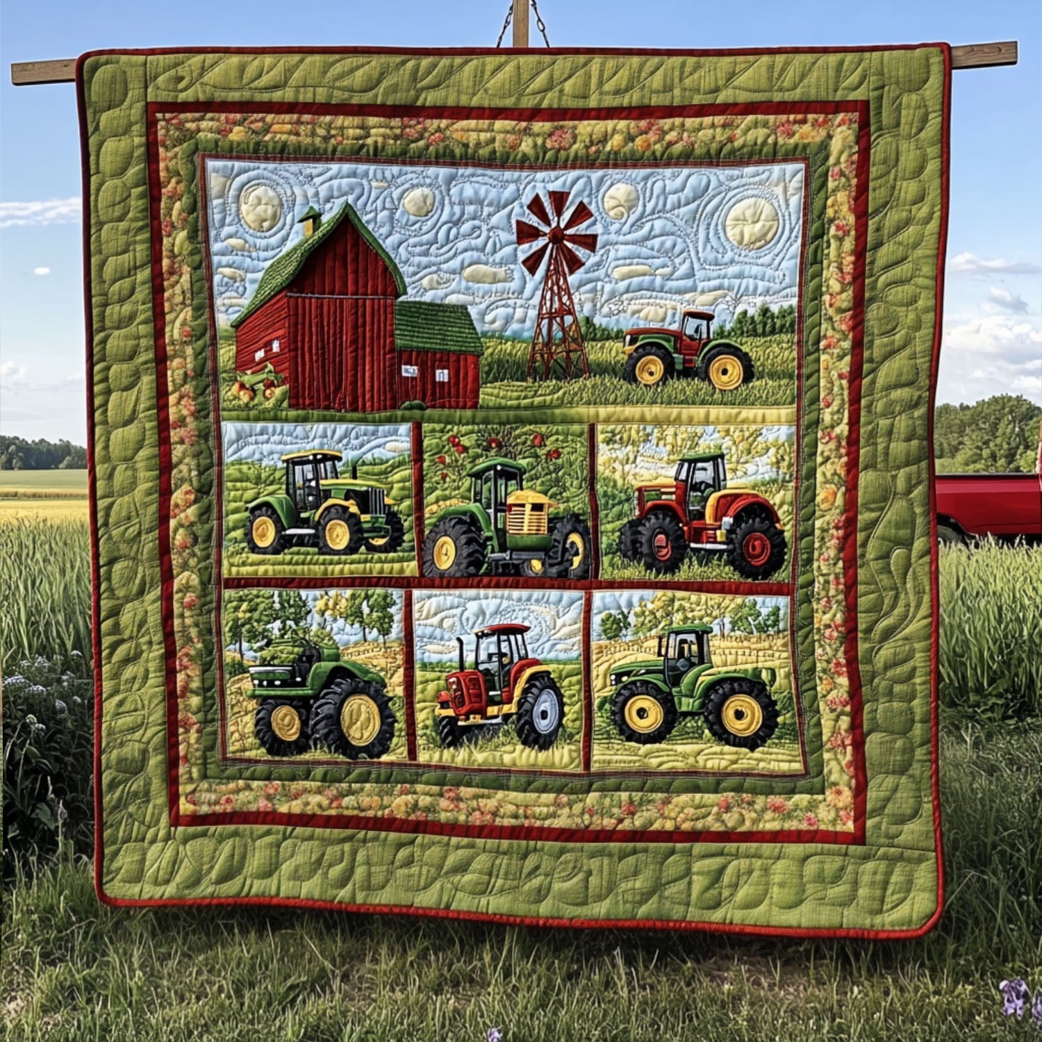 The Tractor Path Quilted Blanket Christmas Throw Blanket Best Present For A Farmer