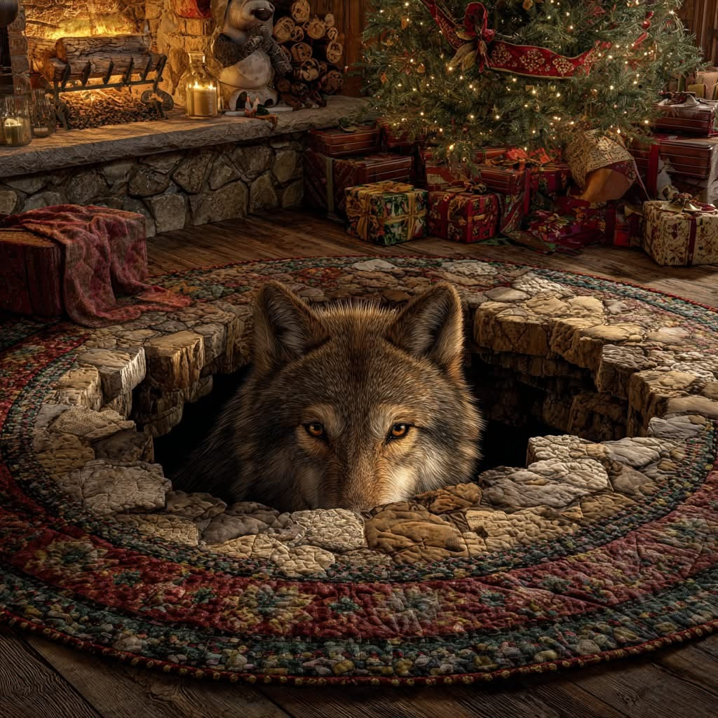 Timber Wolf Eyes Quilted Round Mat Rustic Wildlife Circle Rug Gifts With Wolves On Them
