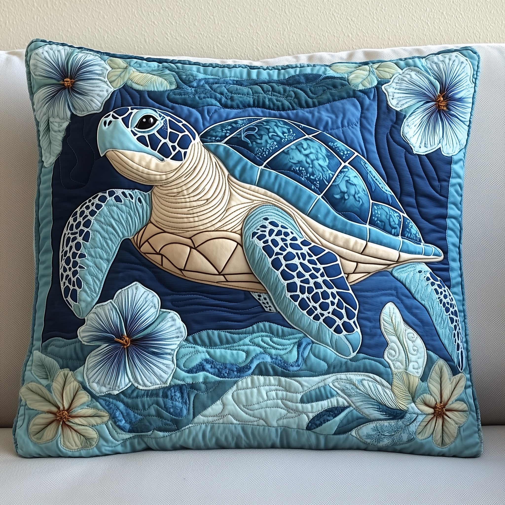 Tropical Turtle Dreams Quilted Pillow Case Decorative Pillow Cover MerchSea Turtle Gifts For Her