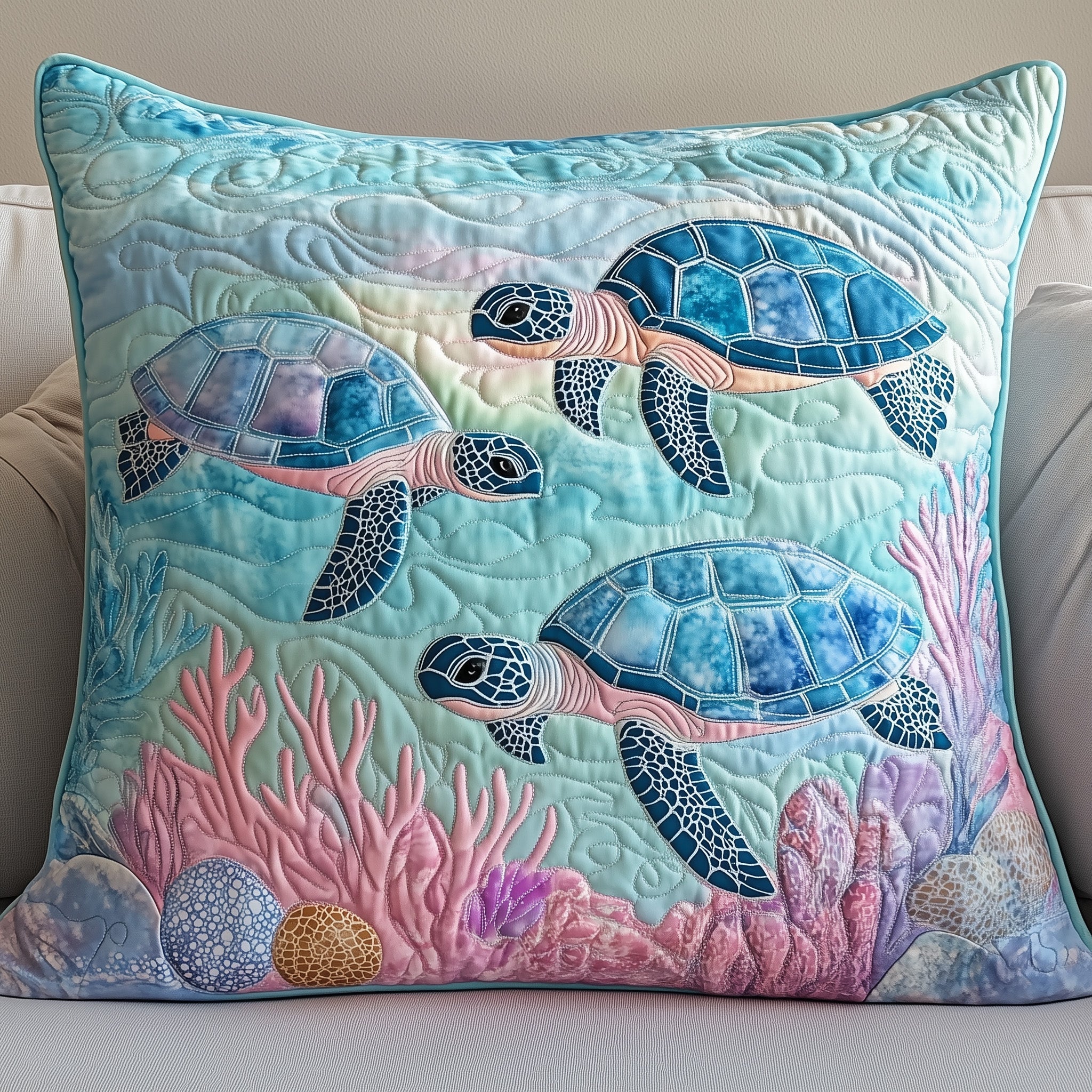 Tropical Turtle Dreams Quilted Pillow Case Decorative Pillow Cover MerchSea Turtle Gifts For Mom