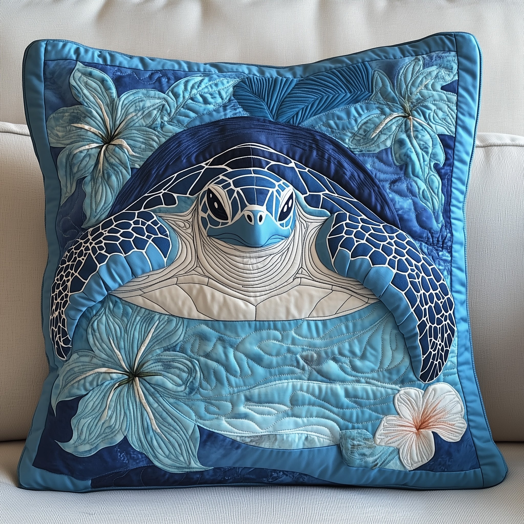 Tropical Turtle Dreams Quilted Pillow Case Decorative Pillow Cover MerchSea Turtle Merchandise