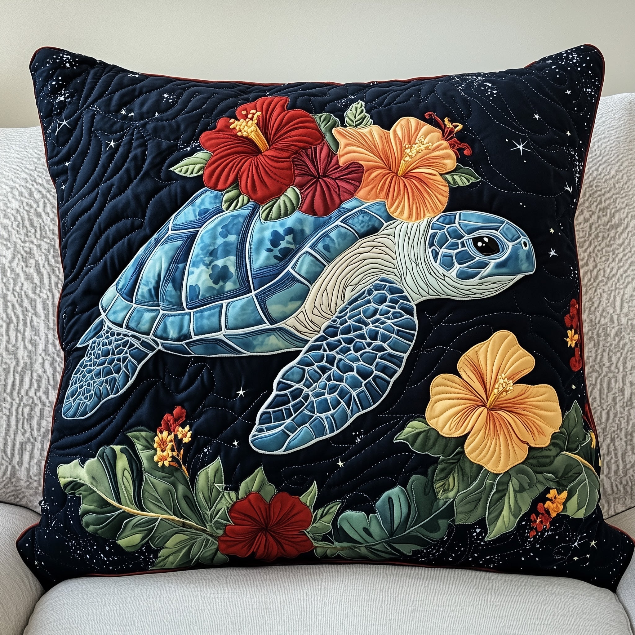 Tropical Turtle Dreams Quilted Pillow Case Decorative Pillow Cover MerchSea Turtle Stuff Merch gifts