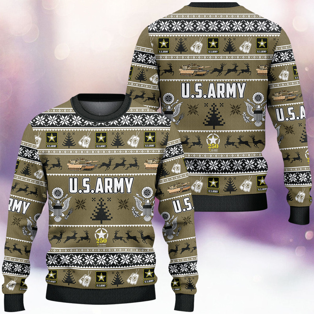 US Army 250Th Anniversary Ugly Christmas Sweater Xmas Clothing Best Gifts For Army Veteran - Image 3