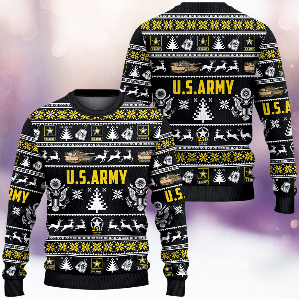 US Army 250Th Anniversary Ugly Christmas Sweater Xmas Clothing Best Gifts For Army Veteran