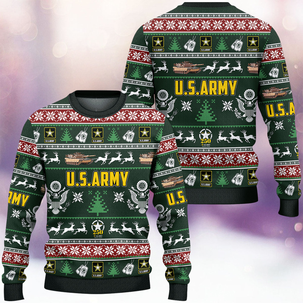 US Army 250Th Anniversary Ugly Christmas Sweater Xmas Clothing Best Gifts For Army Veteran - Image 2