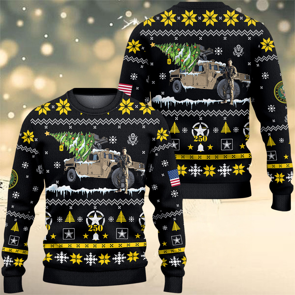 US Army 250Th Anniversary Ugly Christmas Sweater Xmas Outfits Army Veteran Christmas Gifts
