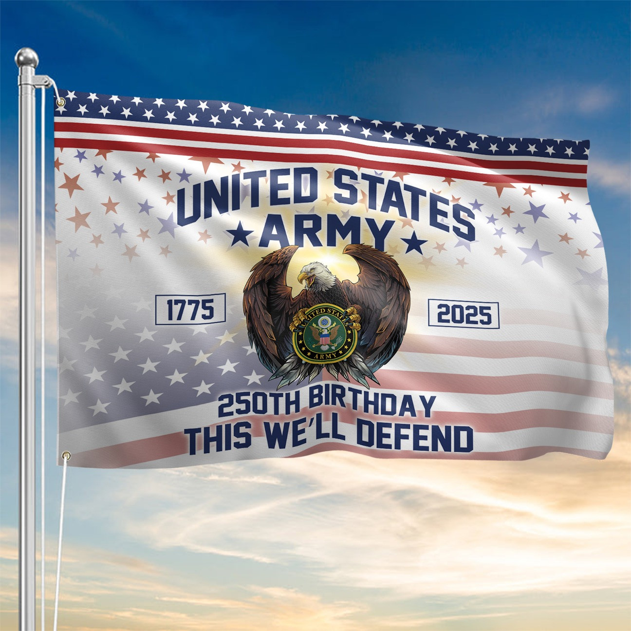 U.S Army 250Th Birthday Anniversary 1775 2025 Flag This We'll Defend Army Veteran Decor