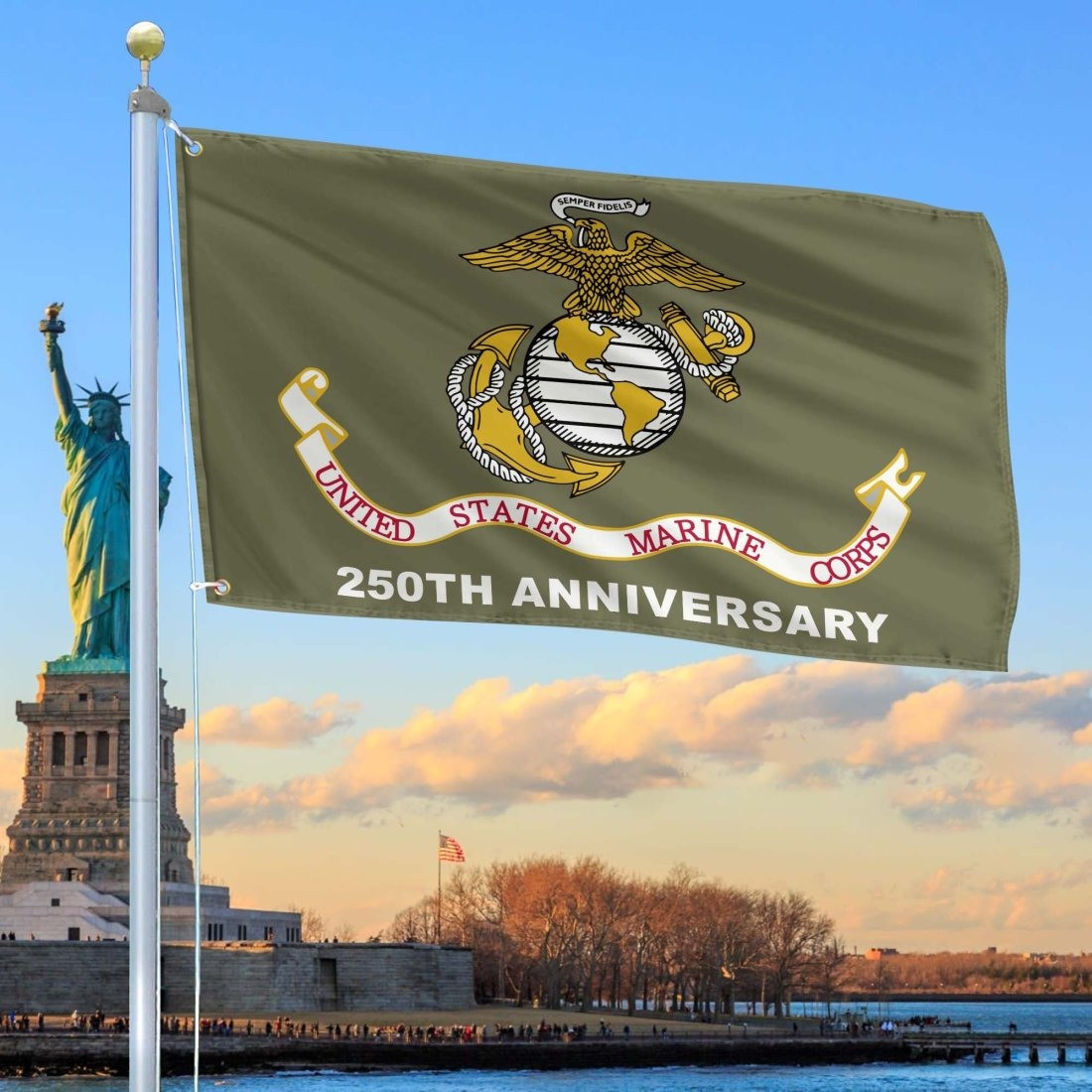 US Marine Corps 250th Anniversary Flag Patriotic Outdoor Decor Veteran Gifts Ideas