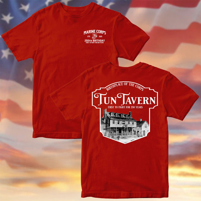US Marine Corps 250th Birthday Tun Tavern T-Shirt 2025 Veterans Day Gifts For Marines - Image 2