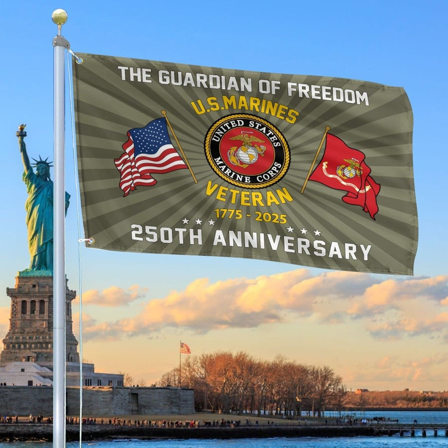 US Marines Veteran Flag The Guardian Of Freedom 250th Anniversary USMC Merch Gifts For Veteran