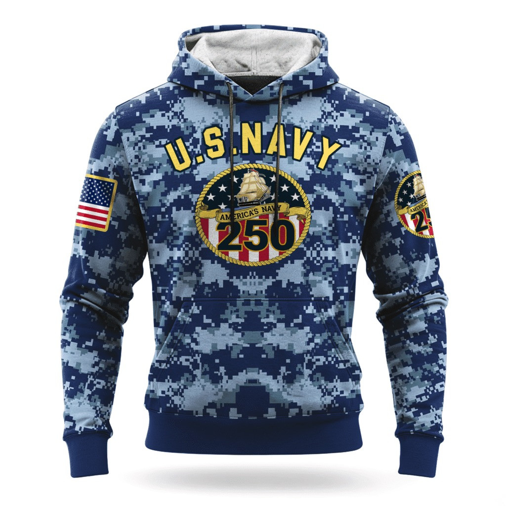US Navy 250Th Anniversary Camo Hoodie 1775 2025 USN Merch Best Navy Veteran Gifts Christmas