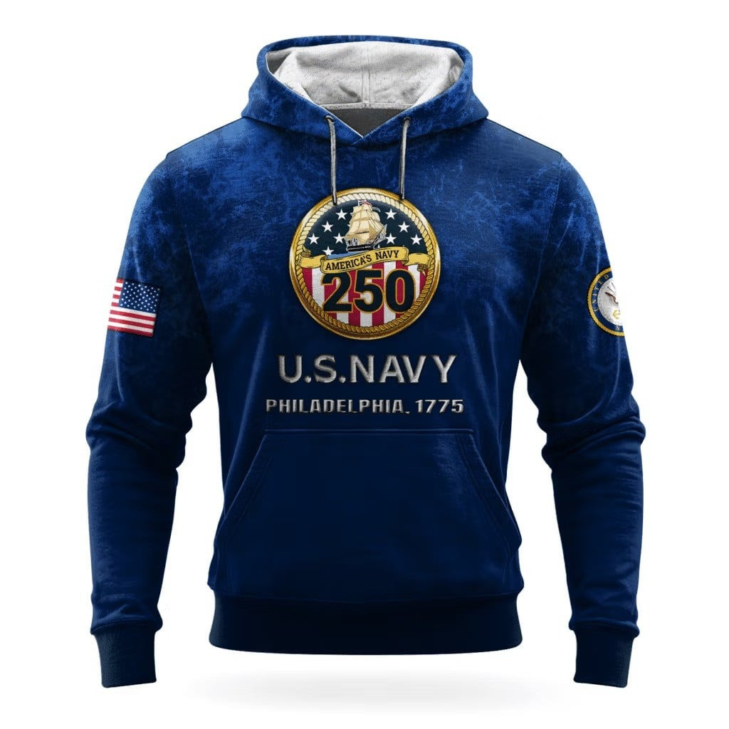 US Navy 250Th Anniversary Hoodie 1775 2025 USN Apparel Best Gifts For Navy Veterans