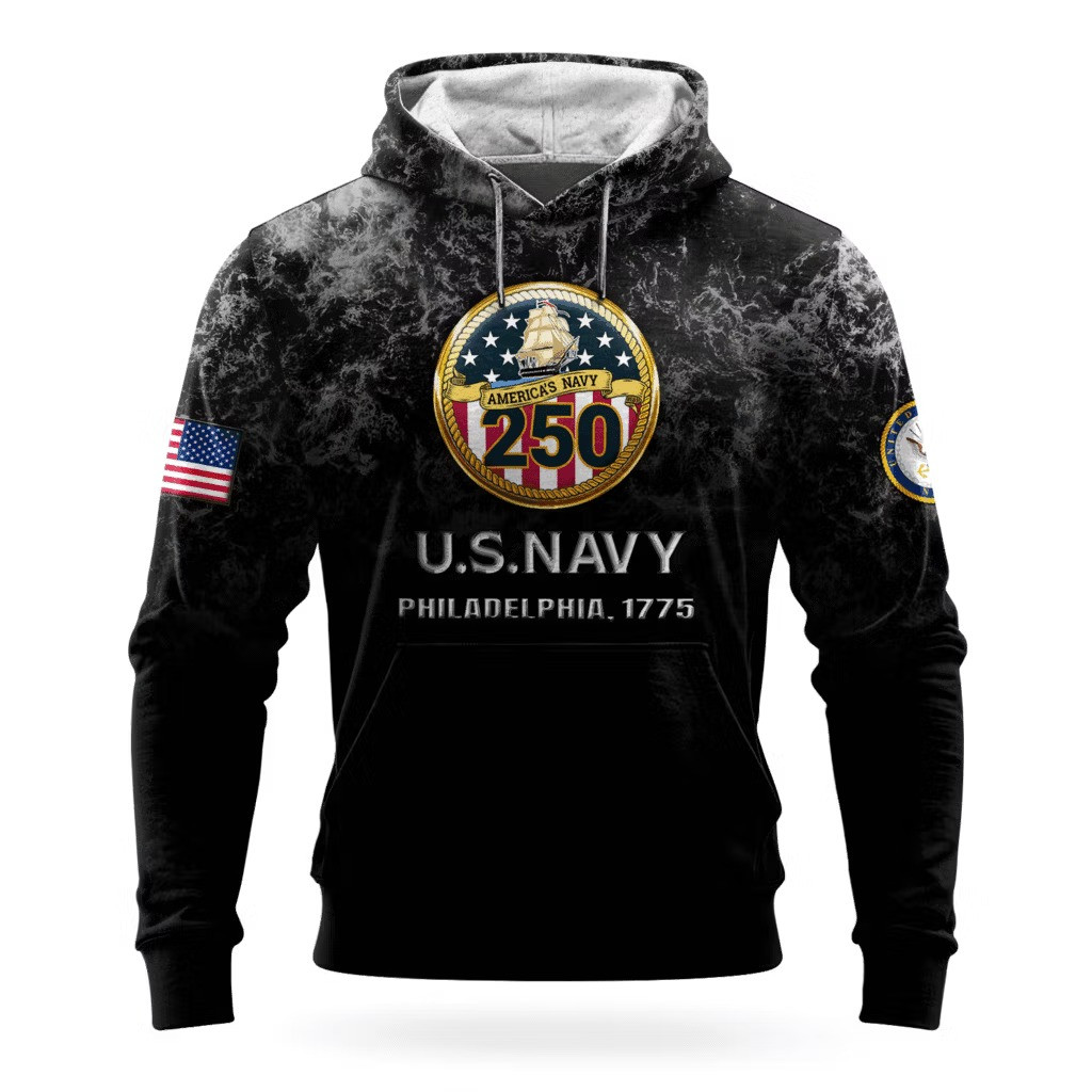 US Navy 250Th Anniversary Hoodie 1775 2025 USN Merch Navy Veteran Apparel Best Gift Ideas