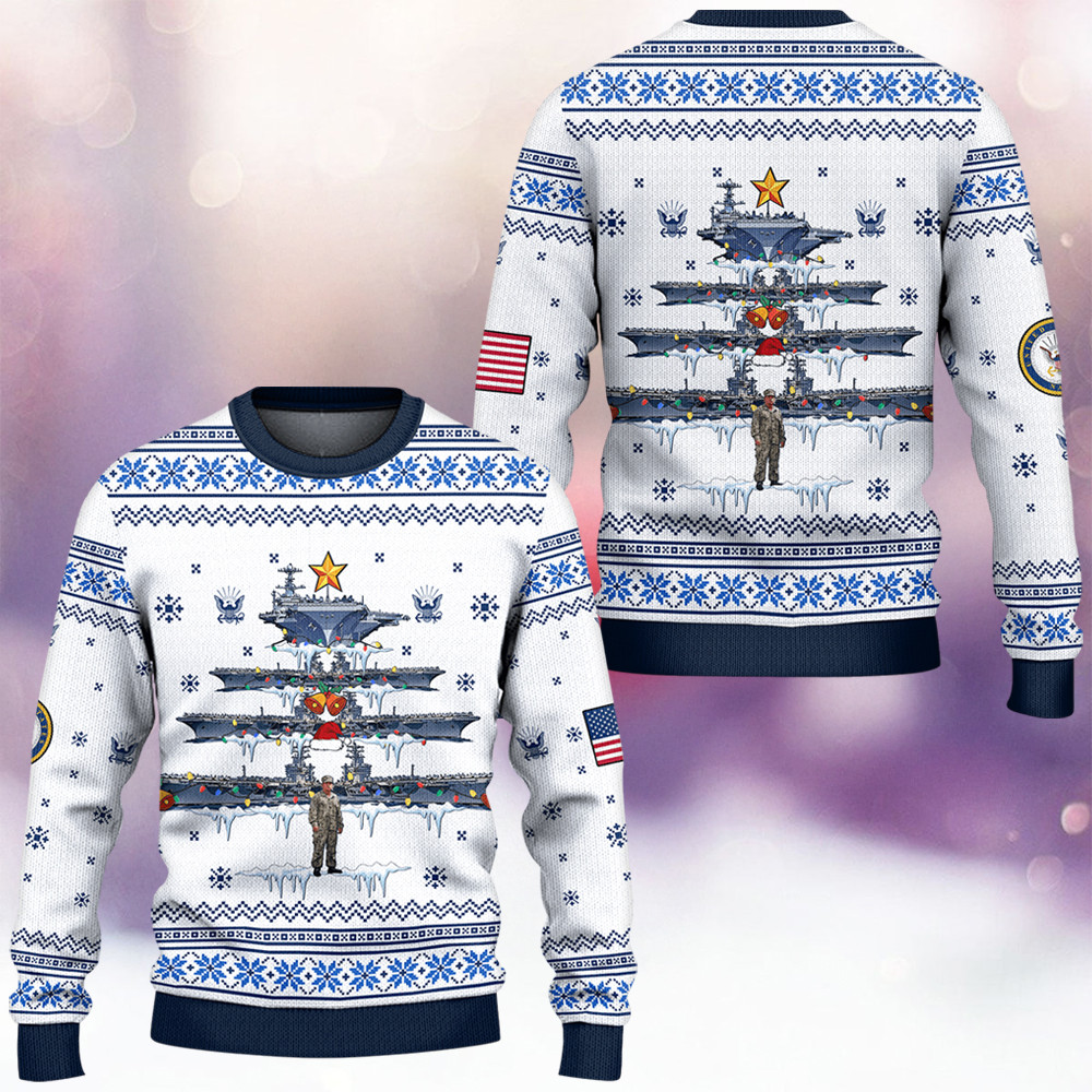 US Navy 250Th Anniversary Ugly Christmas Sweater Winter Apparel Navy Veterans Xmas Gifts