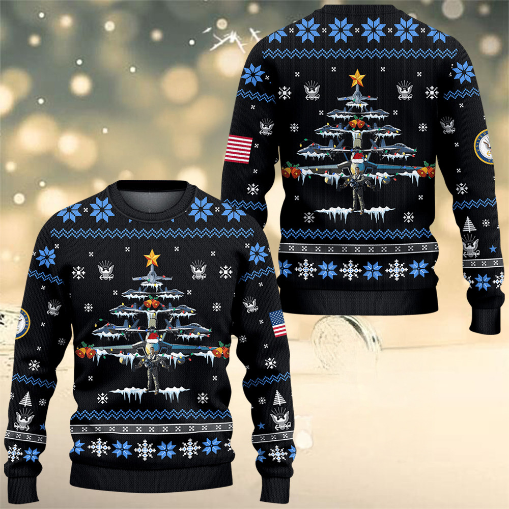 US Navy 250Th Anniversary Ugly Christmas Sweater Xmas Merch Gifts For Navy Veterans