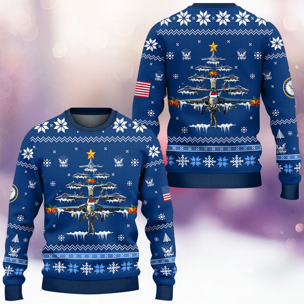US Navy 250Th Anniversary Ugly Christmas Sweater Xmas Merch Gifts For Navy Veterans - Image 2