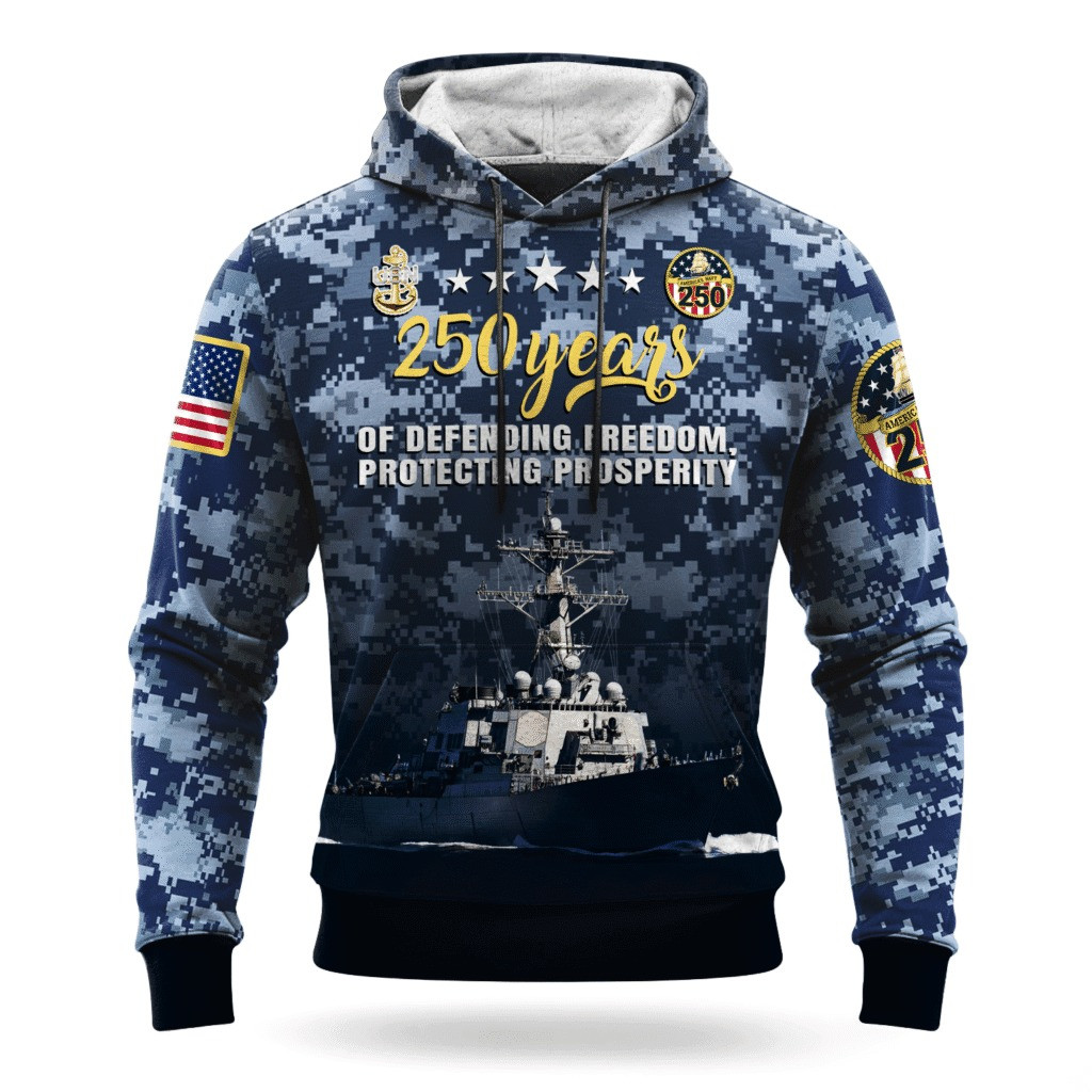 US Navy Forged By The Sea 250Th Anniversary Camo Hoodie 1775 2025 USN Navy Gifts For Sailor